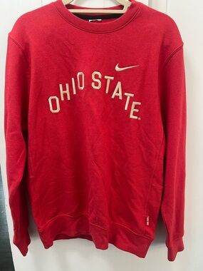 Nike Red Ohio State Crewneck Sweatshirt with White Logo
